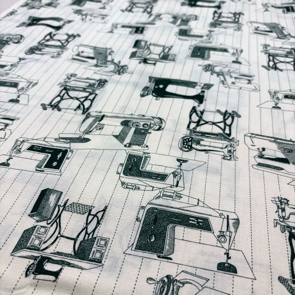 Antique Sewing Machine Fabric 55" L X 44" W 1.5 Yard Green Monochrome Vtg 1993 - Picture 5 of 8